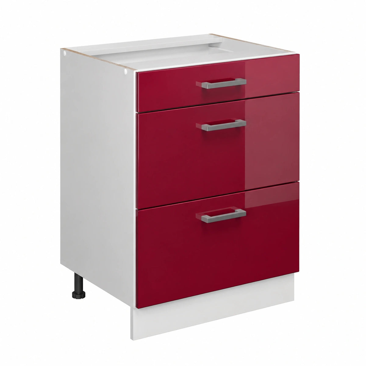 Vicco R-Line Keukenonderkast, Hoogglans Rood, 60 cm, met Laden, Zonder Werkblad