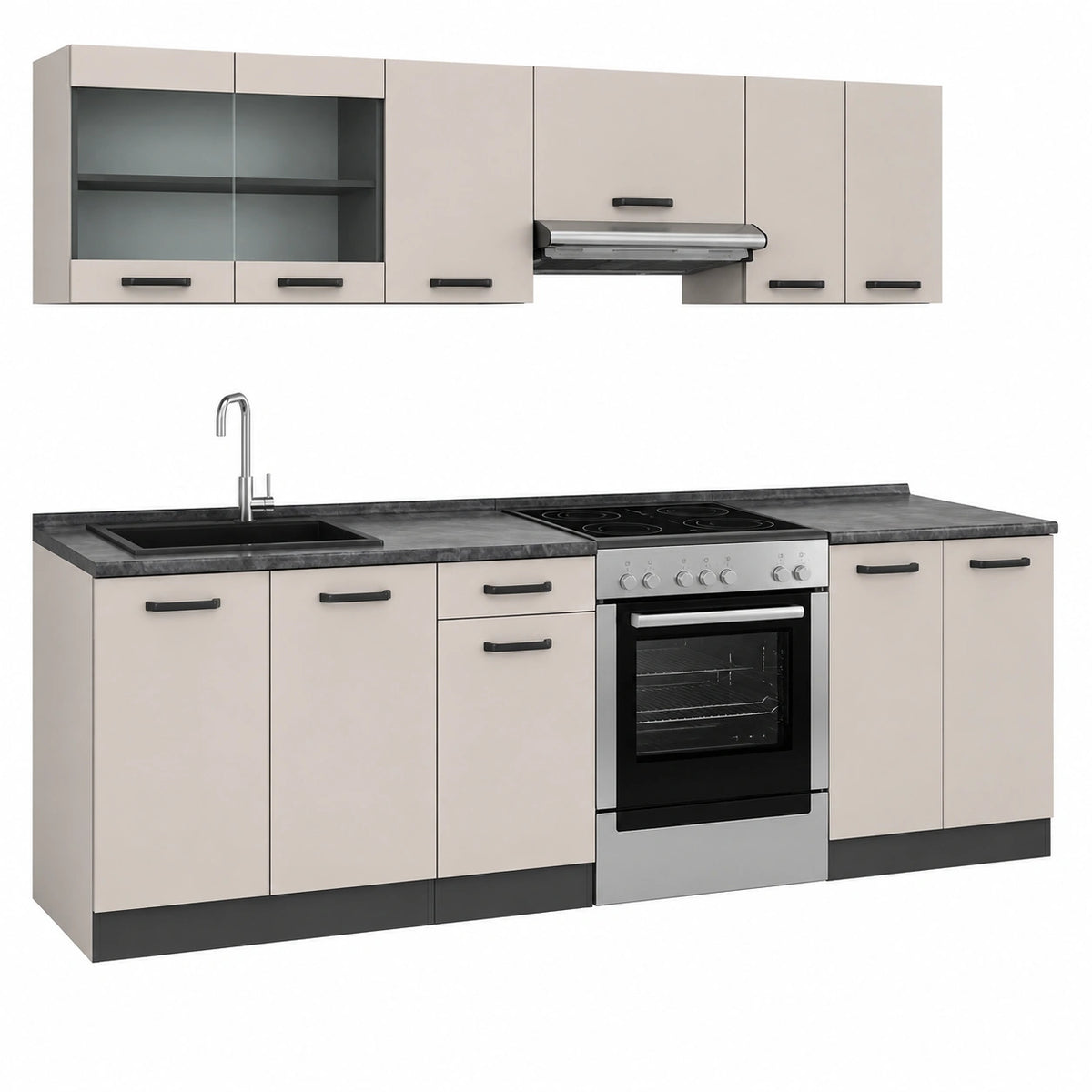 R-Line Keukenblok, Kasjmier, 240 cm, PL Antraciet, Flexibel te Combineren met Modulaire Elementen