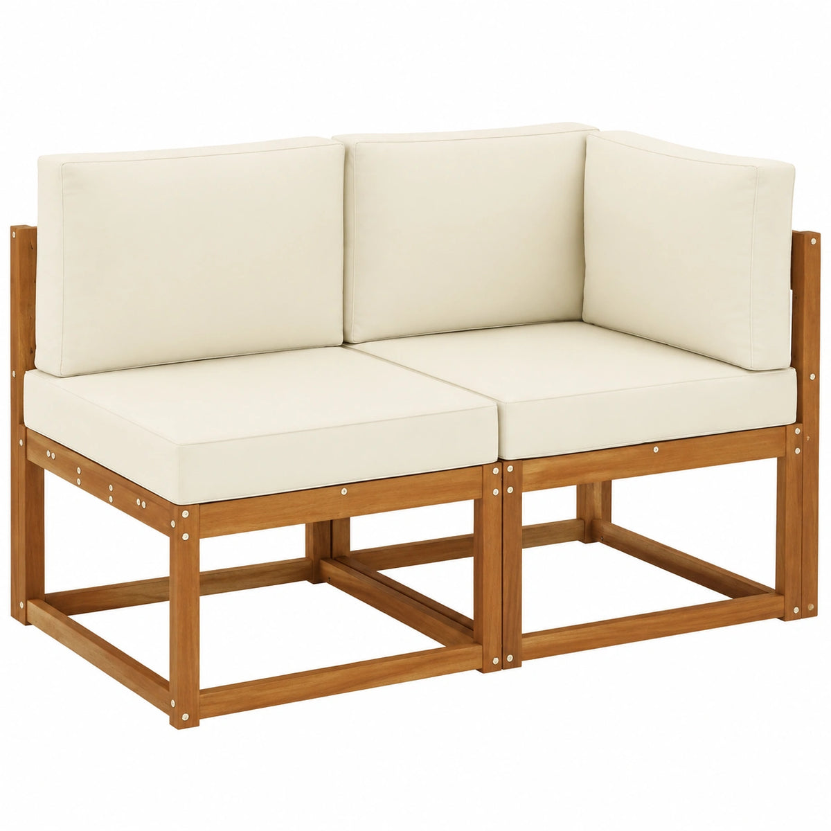 Modulaire Hoek-Loungeset voor Buiten, 2-delig, Naturel en Crème, Moderne Terrasmeubelen, Weerbestendig, Veelzijdig Relaxen in de Tuin