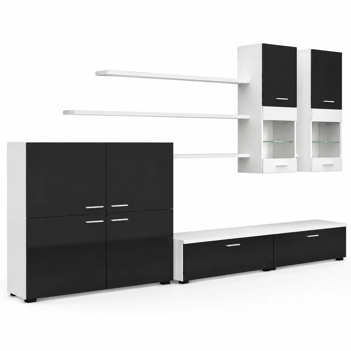 Skraut Casa - Woonkamermeubel - 189 × 300 × 42 cm - LED-Verlichtingssysteem - Model Beta - Grote Opbergcapaciteit - Stijl