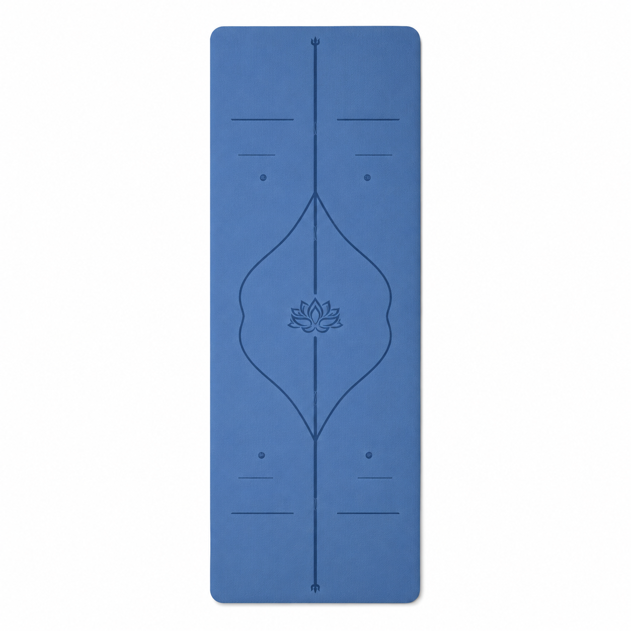 Yogamatte Blau mit Ausrichtungslinien 183x61x0,6 cm