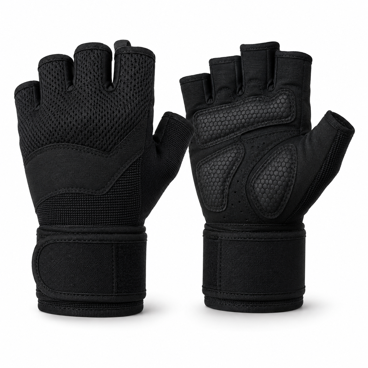 Trainingshandschuhe Schwarz mit Handgelenkstütze Größe M