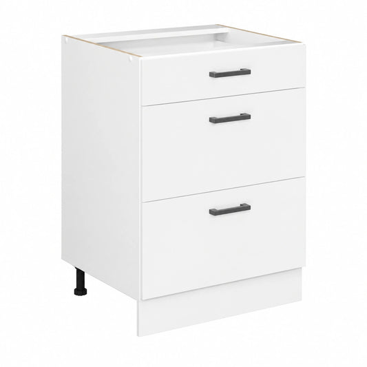 Vicco R-Line Keukenonderkast, Hoogglans Wit, 60 cm, met Laden, Zonder Werkblad