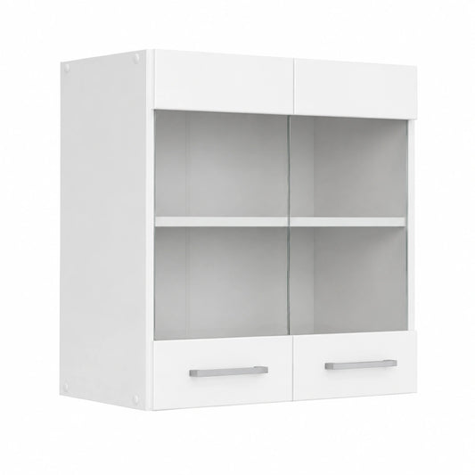 R-Line Keukenwandkast met Glas, Hoogglans Wit, 60 cm, voor Vrije Combinatie binnen Modulaire Keukensystemen