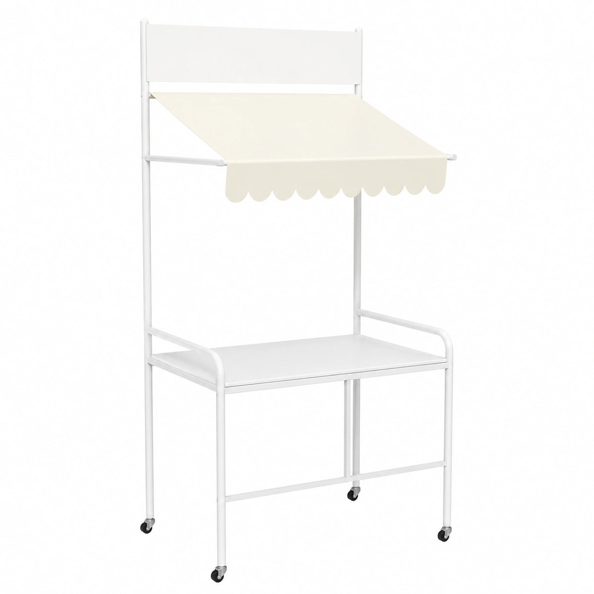 Verrijdbare Stand met Luifel voor Beurzen, Verstelbare Metalen Display voor Evenementen en Markten (wit, 150 × 50 × 230cm, 59 × 20 × 91in)
