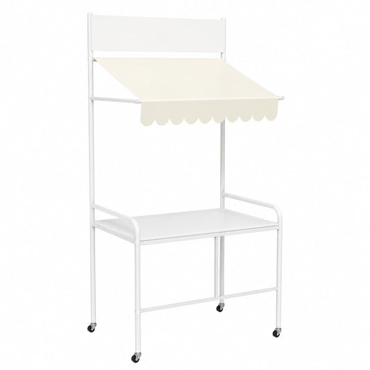 Verrijdbare Stand met Luifel voor Beurzen, Verstelbare Metalen Display voor Evenementen en Markten (wit, 150 × 50 × 230cm, 59 × 20 × 91in)
