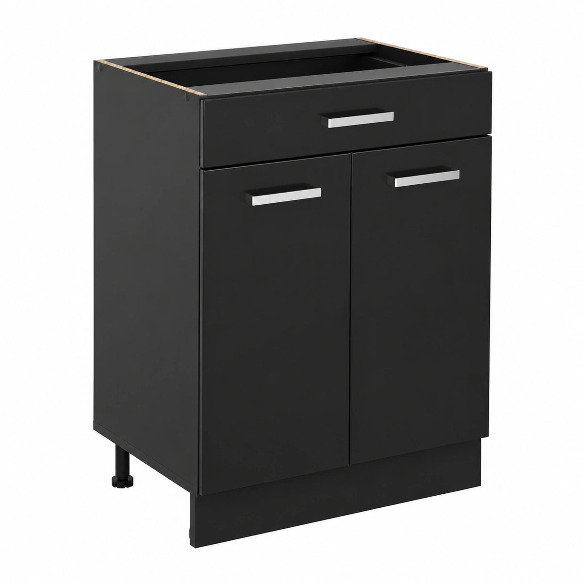 Vicco R-Line Keukenonderkast, Hoogglans Zwart, 60 cm, met Lade, Zonder Werkblad