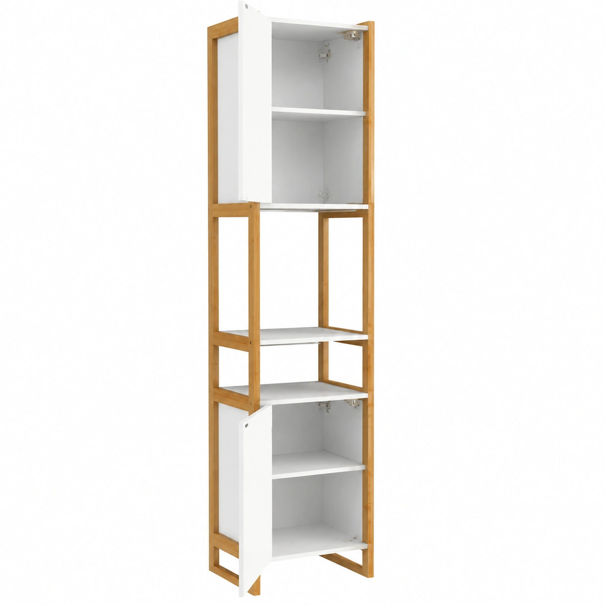 Modulaire Badkamerkolomkast met 2 Deuren, 33 × 33 × 170cm - Gemaakt van MDF en Stevig Hout - Veelzijdige Ruimtebesparende Kast met Planken