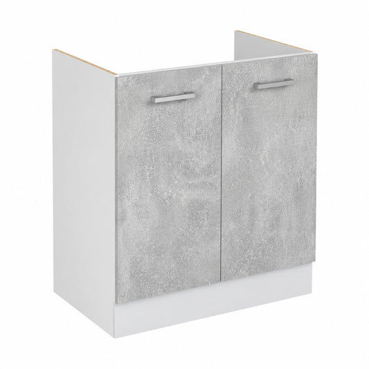 R-Line Spoelkast, Betonlook, 80 cm, Zonder Werkblad, voor Vrije Combinatie binnen Modulaire Keukensystemen