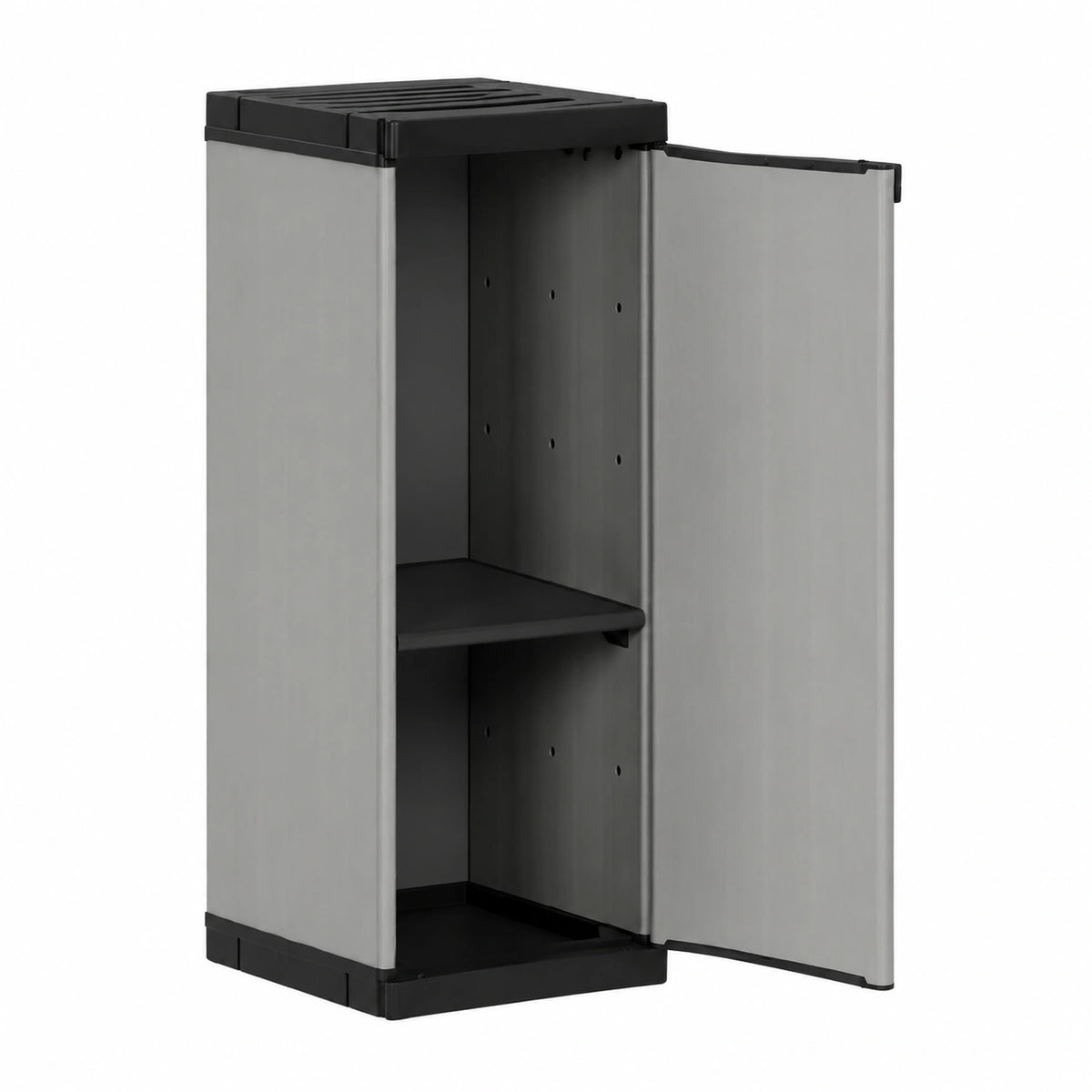 Buitenkast met 1 Deur - Modulaire Kast voor Buiten en Binnen, Verstelbare Planken, Houder voor Gasfles 10Kg, van PVC- en PP-hars, met Kit