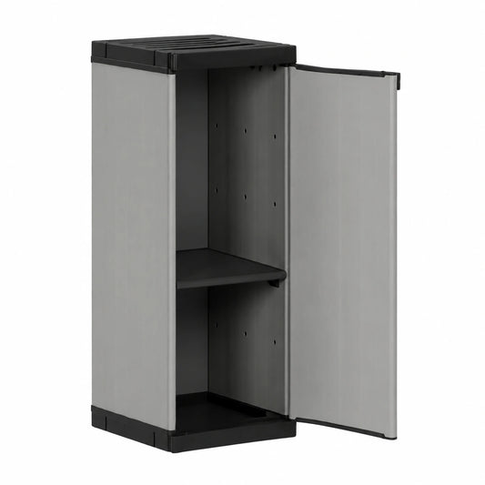 Buitenkast met 1 Deur - Modulaire Kast voor Buiten en Binnen, Verstelbare Planken, Houder voor Gasfles 10Kg, van PVC- en PP-hars, met Kit