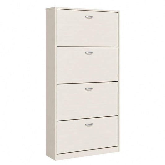 Smalle Schoenenorganizer met Dubbel Vak (4 Kleppen - 63 × 24 × 150H cm, Noords Wit)