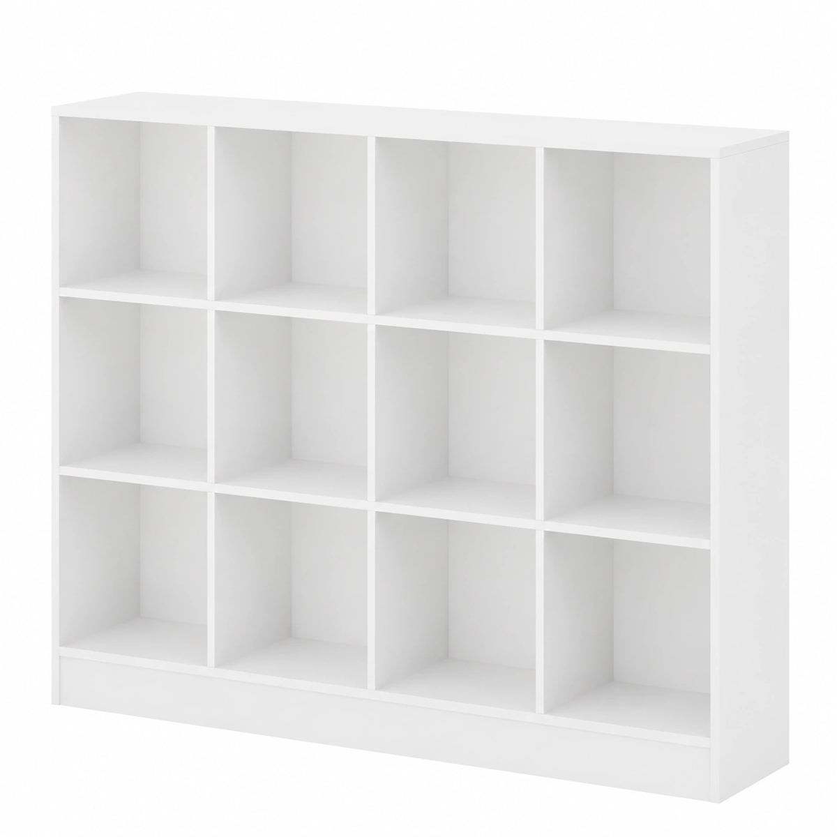 Open Boekenkast met 10 Vakken, Boekenkast met 3 Niveaus en Anti-kantelvoorziening, Opbergmeubel voor Woonkamer en Kantoor (Wit