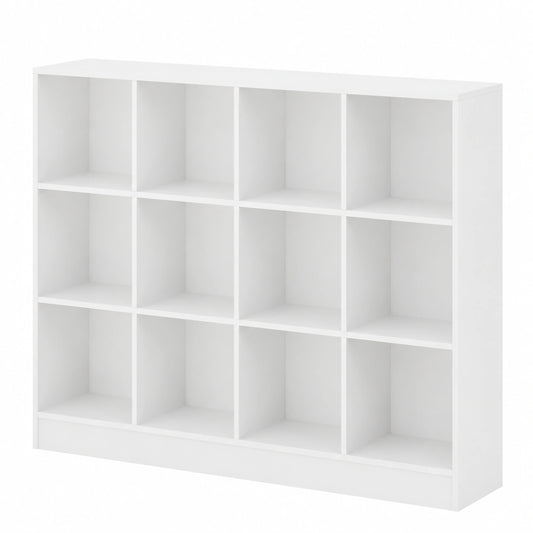 Open Boekenkast met 10 Vakken, Boekenkast met 3 Niveaus en Anti-kantelvoorziening, Opbergmeubel voor Woonkamer en Kantoor (Wit