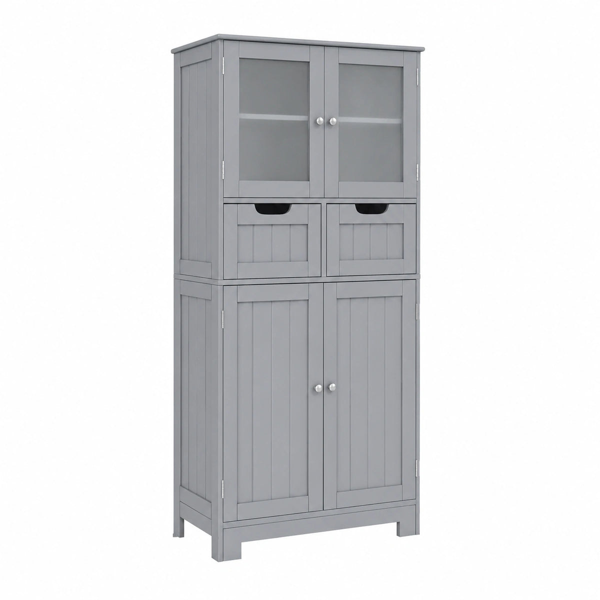 Badkamerkast met 4 Deuren + 2 Laden, Ruimtebesparende Multifunctionele Kast 60 × 30 × 128cm, Modulair voor Woning, Toilet en Keuken, Keuze uit 2 Kleuren &