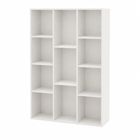 Open Boekenkast met 11 Vakken, Kubusboekenkast, Woondecoratie, Kantoorstelling, 74 × 24 × 106 cm (Wit)