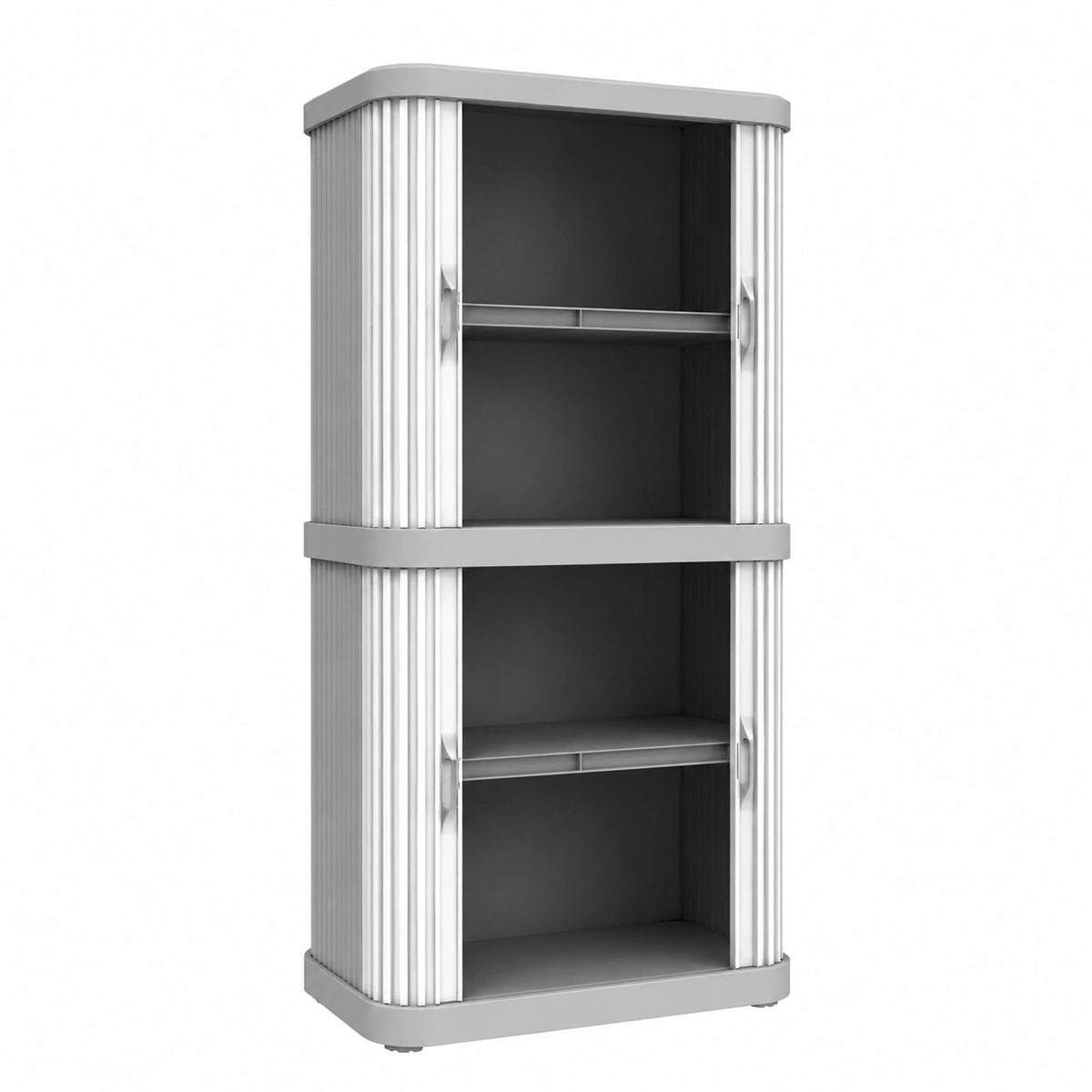 Kast met 2 Vakken en Twee Schuifdeuren, 2 Verstelbare Binnenplanken, voor Binnen en Buiten, Kunststof, 59 × 36 × 115 cm