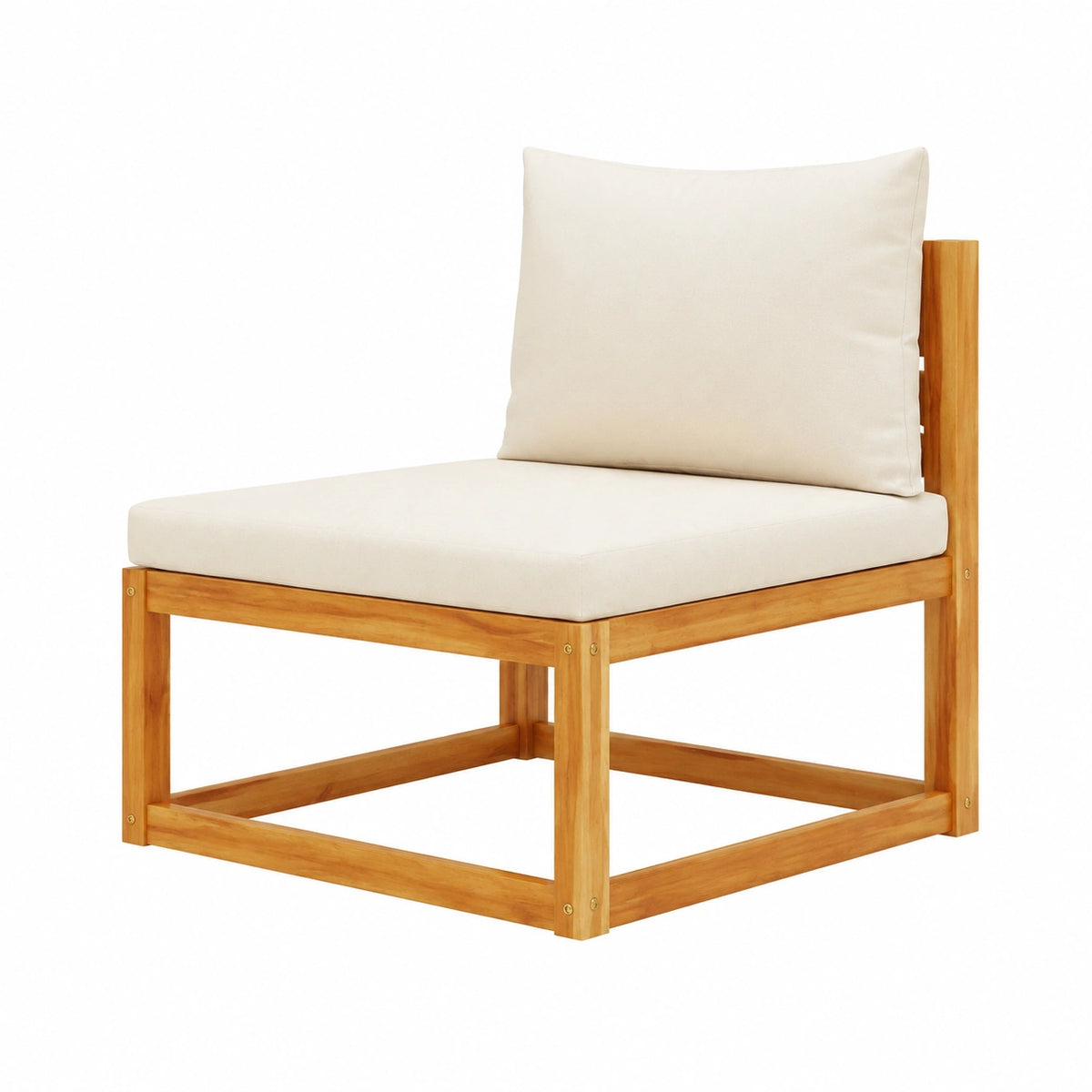 Tuinhocker met Afneembaar en Wasbaar Kussen van Massief Acaciahout, Modulair Meubel voor Terras en Patio, Stevige Constructie