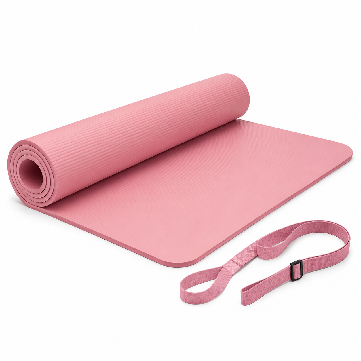Pilatesmatte Rosé mit Tragegurt 180x60x1,0 cm