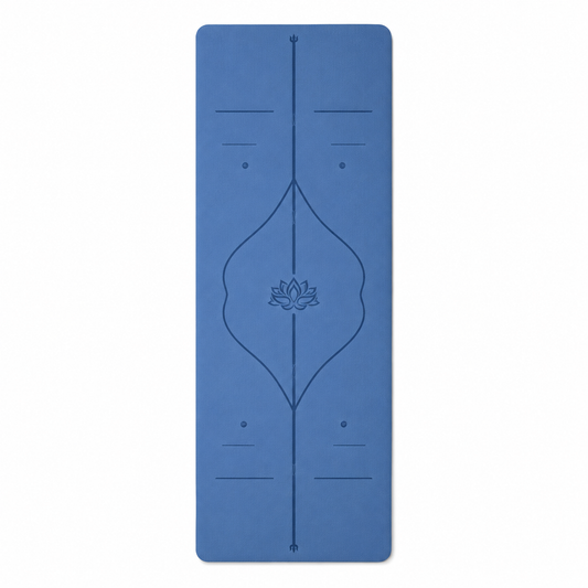 Yogamatte Blau mit Ausrichtungslinien 183x61x0,6 cm