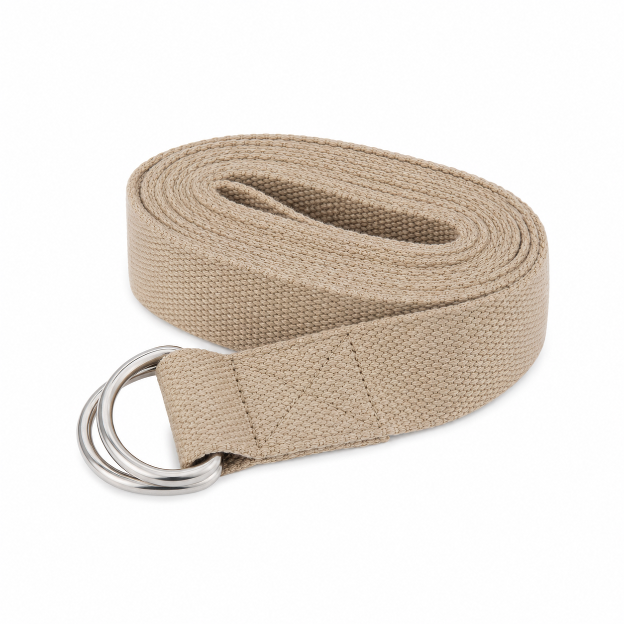 Yoga-Gurt Baumwolle Sandfarben mit Metallverschluss 250x3,8 cm